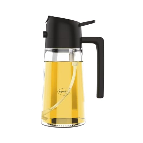 Image of Pigeon Plastic Oil Sprayer and Dispenser Bottle, 450 ml Capacity, 2-in-1 Design - Black