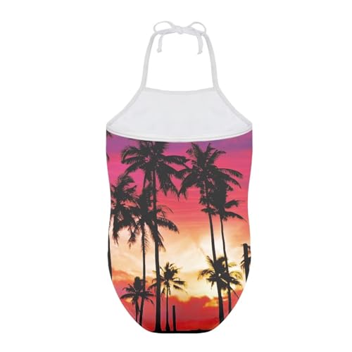 Image of One Piece Swimsuit for Girls Beach Bathing Suit Halter Straps Sports Swimwear for 1-10 Year Toddler Kids