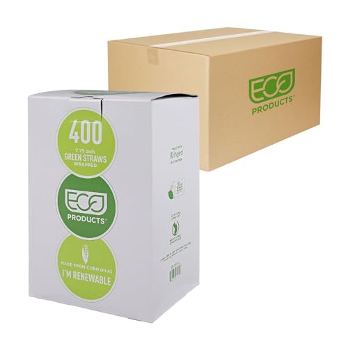 Pitillos compostables verdes, 7.75 pulg, pack 9600 miniatura 1