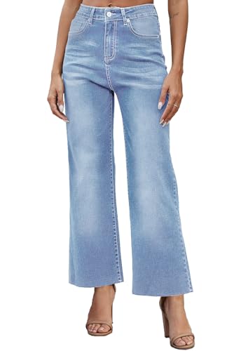 Womens Cropped Jeans high Waisted Wide Leg Baggy Jeans for Women