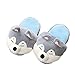 ZPL Chaussons en peluche pour homme et femme - Motif husky shiba inu baotou - Chauds et antidérapants - En coton - Pointure 35-39 - Gris