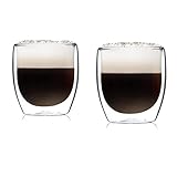 GLASWERK Verre double paroi à Latte Macchiato Design (2 x 230 ml) tasse a cafe design - Tasse double paroi, mug transparent, tasse a the verres à thé lavable au lave vaisselle bob, tasse a cafe