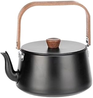 Hervidor portátil de camping, 1.2L de gran capacidad para café/té al aire libre, hervidor de cocina al aire libre con mango plegable (negro)