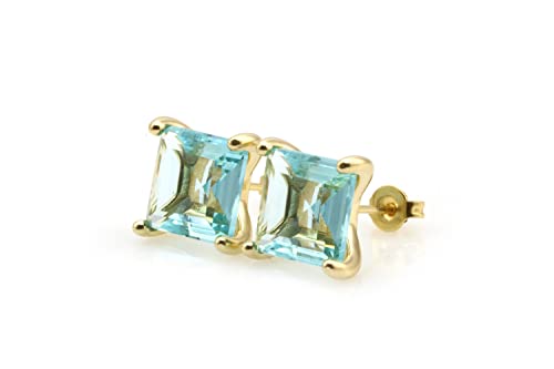 Boucles d'oreilles topaze bleue carrées en pierre de naissance de décembre