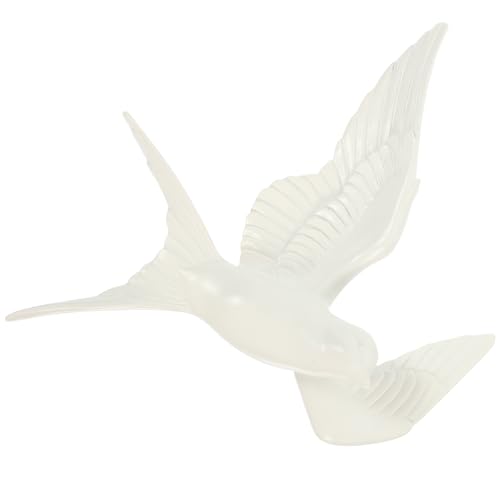 Décoration murale oiseau 3D blanche en résine élégante style nordique chic pour hôtel