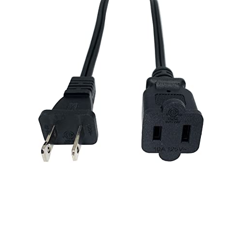 Extension Cord 12FT, Polarized US 2-Prong Male-Female Extension Power Cord, SPT2 18AWG, Nema 1-15P to 1-15R Cable Polarity, Black