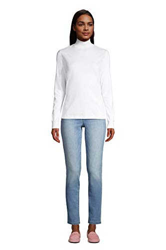 Lands' End Women Long Sleeve Relaxed Cotton Mock White Regular Medium