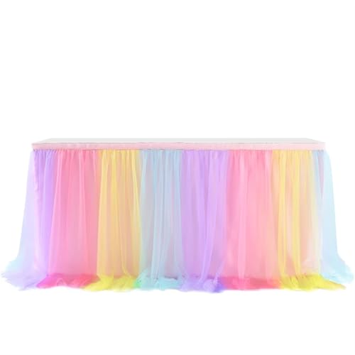 Dekoracja spódnicy stołu, Spódnica z tiulu na przyjęcie urodzinowe, weselne i do wystroju domu, wielokolorowa, wiele rozmiarów(Multicolour,4FT 1.22x0.77m)