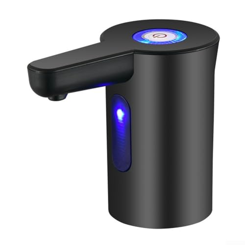 Bomba eléctrica recargable USB portátil de agua potable de fácil acceso con indicador LED integrado compatible con botellas de galón (negro)