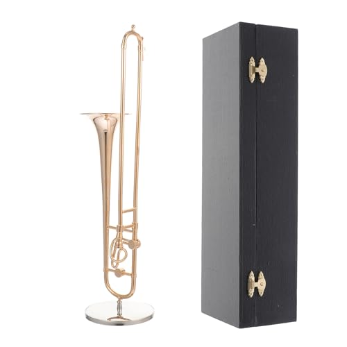 DONFAMDS 銅メッキミニトロンボーン模型 インテリアデスクトップ飾り コンパクト 楽器模型装飾品 家用卓上装飾品