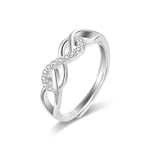 ALEXCRAFT Bague Infini Zircone Réglable, Hypoallergénique Élégante Cadeau Bijoux Fille, Mère, Copine