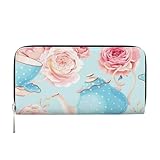 Hnnkloy Flores Rosas Teteras Vintage Tazas,Carteras de Cuero PU de Gran Capacidad para Hombres y Mujeres.