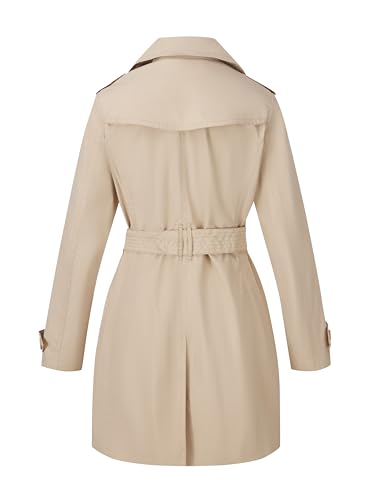 Bellivera Women's Double-Breasted Classic Lapel Slim Windproof Trench Coat with Belt (Crop Length)3