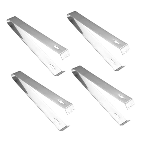 FUNOMOCYA 1 Set 4pcs Stainless Steel Ice Cube Tongs for Bar Sugar Cube Clips Ice Serving Tongs