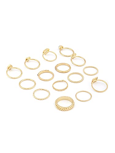 Set of 15 Contemporary Stackable Rings For Women