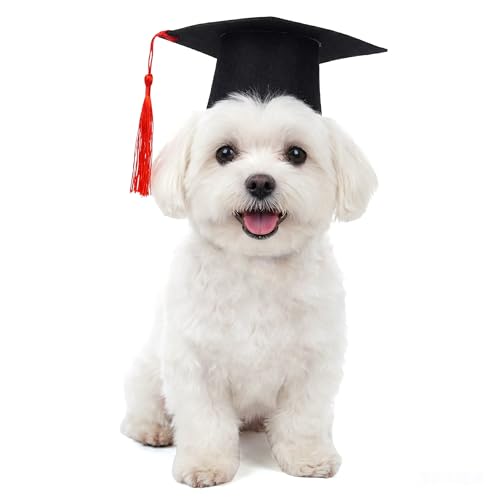 Dog Graduation Cap with Red Tassel Dog Graduation Outfit Pet Graduation Cap Hat for Puppies Cats