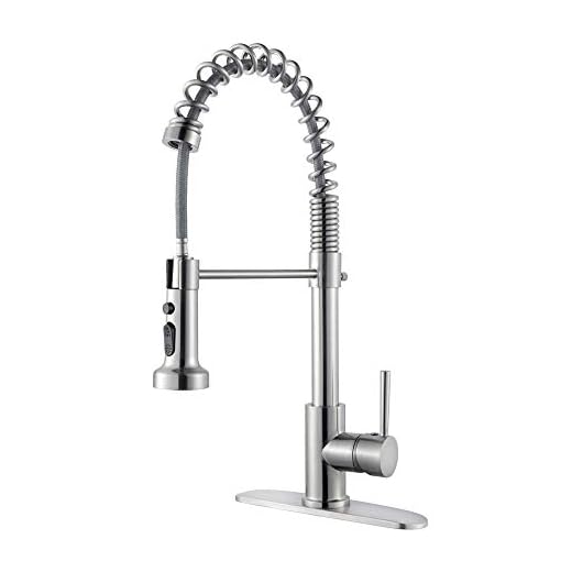 Pull Down Kitchen Sink Faucet - Sarlai Lead-Free Best Modern Commercial Pull Down Sprayer Stainless Steel Brushed Nickel Kitchen Faucet,Single Handle Pull Out Kitchen Sink Faucet With Deck Plate