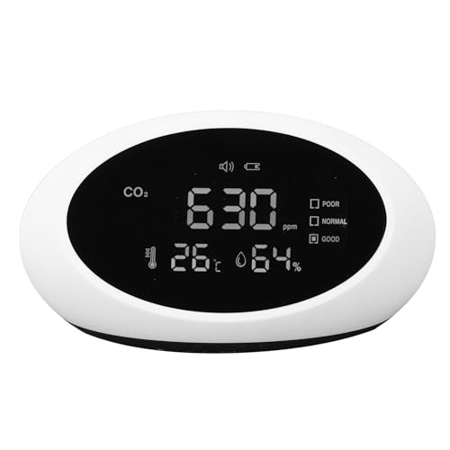 Détecteur de CO2 Portable avec écran LCD de Haute Précision, Hygromètre Rechargeable de qualité – Détecteur de Dioxyde de Carbone pour Voiture – Testeur de CO2 Professionnel