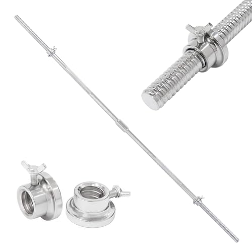 ALLINLIFE Barra de Pesas 220cm, Barra Recta Desmontable 28mm de Diámetro cromado, 2 Tuerca, Acero Resistente, Agarre Antideslizante, Barra de Levantamiento de Pesas, Barra Olímpica en Gym Casa