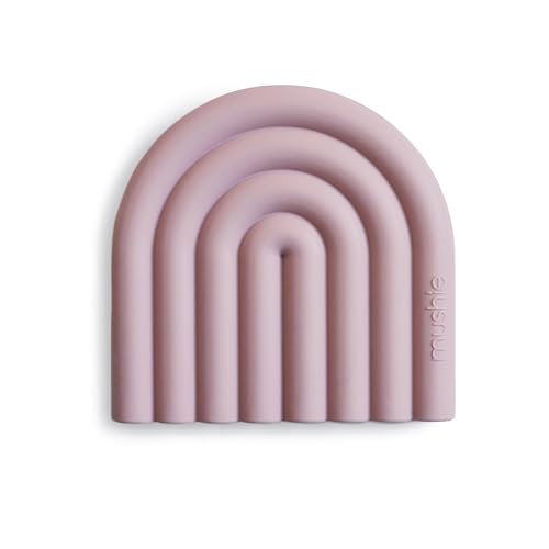 Image of mushie Silicone Baby Teether Toy | Rainbow (Mauve)