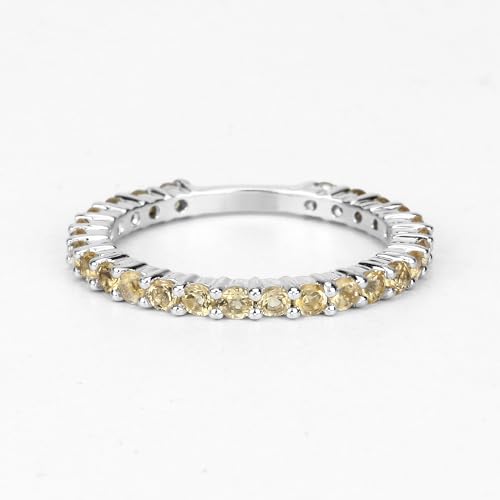 Citrine Ring, Natural Citrine Rounds Full Eternity Band Ring in .925 Sterling Silver, November Birthstone, Engagement Ring3