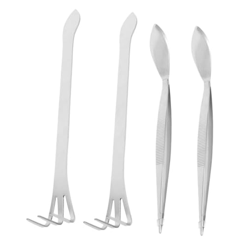 Gogogmee Stainless Steel Bonsai Tools Kit 4pcs Tweezers Rake Spatula Gardening Hand Tools Tiny for Beginners