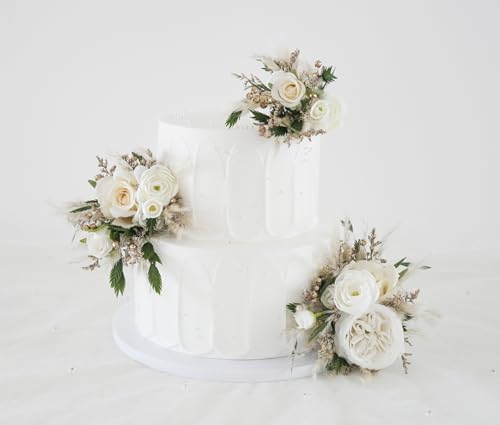 Set de toppers para pastel de boda con flores secas miniatura 1