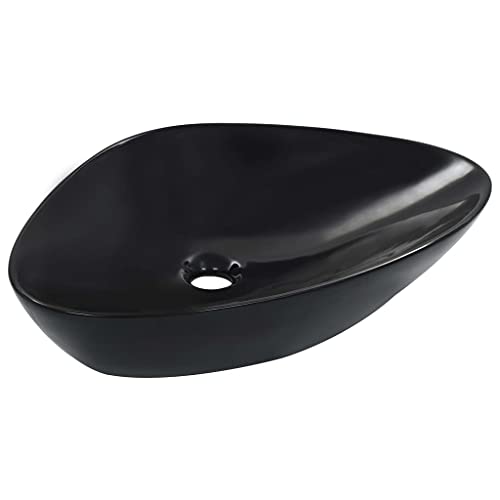 Lavabo de cerámica negro Mangloder de 58cm para muebles de baño modernos 3