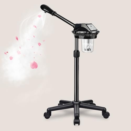 Professional Facial Steamer for Deep Hydration Ozone Face Steamer with More Steam Estheticians Steamer on Wheels with Time Setting Adjustable Height Suitable for Beauty Spa and Home Use