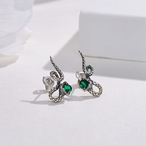 Snake Earrings 925 Sterling Silver Animal Dainty Earrings Green Crystal Snake Stud Earrings Jewelry Gifts for Women4