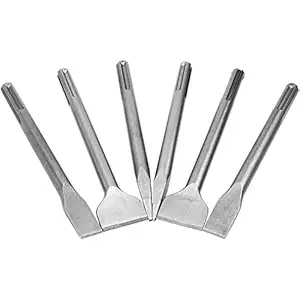 6 Pcs SDS Max Chisel Set Hammer Drill Chisel Set 3/4 inch Masonry Concrete Chisel Drill Bits, HOLAN 11-inch Length Rotary Hammer Chisel Bits Including 50mm Wide Chisel, 25mm Flat Chisel, Point Chisel