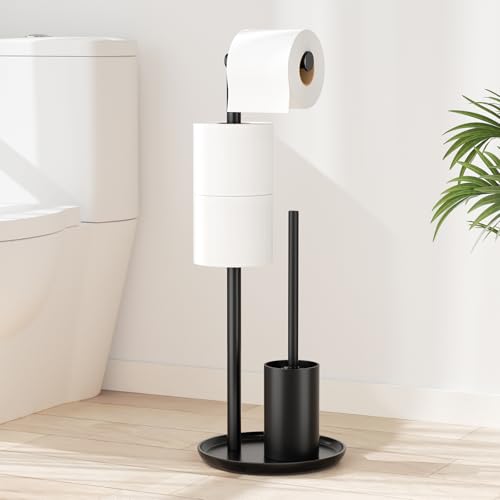 Portarrollos de Papel Higiénico de Pie Con Escobilla de Inodoro   Soporte de Acero Inoxidable Para Baño