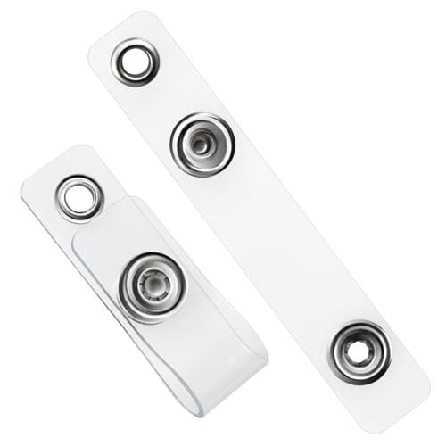 60 Pcs Clear ID Badge Holder Straps Plastic ID Badge Straps with Snaps and Eyelets for Name Tag,...