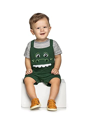 Macaquinho romper infantil meninos estilo jardineira dragao Cor:Azul;Tamanho:P;Genero:Masculino