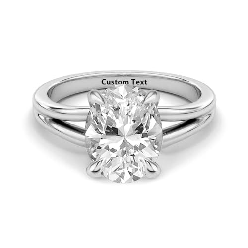 1-3 Carat Lab Grown Oval Cut IGI CERTIFIED Diamond Engagement Ring Wedding Ring 10K 14K 18K Gold Engraved Name Rings (D Color VS-VVS)