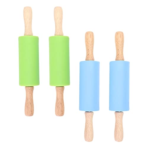 Ciieeo Rodillos De Masa Infantiles 4piezas Palo De Masa De Limpiar Antideslizante Repostería