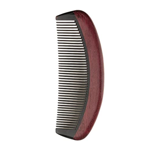 SAZ DEKOR Cómodo peine de madera de sándalo natural hecho a mano con bolsillo para barba, bigote, herramienta de maquillaje, masaje, cuidado del cabello