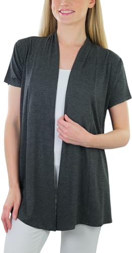 Image of ToBeInStyle Womens Open Front Casual Shrug Lightweight Layering Cardigan Sleeveless or Short Sleeve