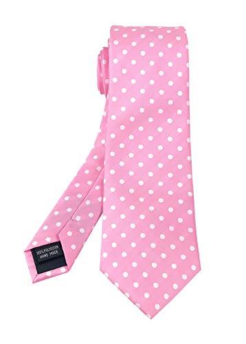 Mens Young Kids Pink White Self Cravat Tie Polka Dot Silk Extra Long Necktie Accessory #TOP27