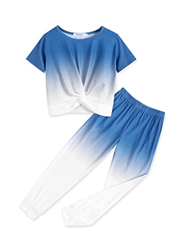 Image of Arshiner Girls Clothing Sets Tie Dye Twist Front Tops & Sweatpants Outfits Sportwear Sweatsuits Tracksuits 4-13 Year