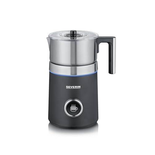 SEVERIN Espumador de leche por inducción Spuma 700 Plus, espumador eléctrico apto para el lavavajillas, bote espumador, acero inoxidable cepillado/negro mate, SM 3587
