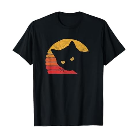 Vintage Eighties Style Cat Retro Distressed Design T-Shirt Cover