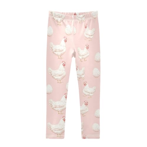 Wusikd Chickens Eggs Girls' Leggings Toddler Doodles Kids Yoga Pants Dance Active Tights 4T