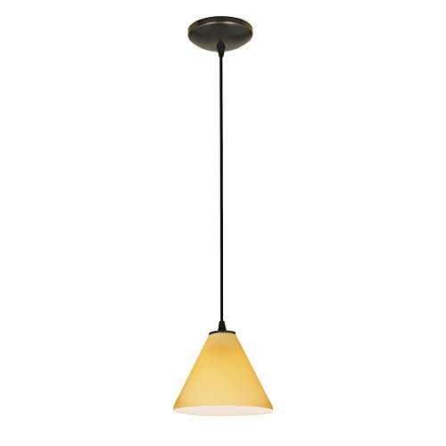 Martini - Integrated (SSL) LED Cord Pendant - Oil Rubbed Bronze Finish - Amber Glass Shade