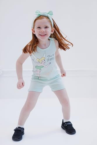Disney Classics Tinker Bell Toddler Girls French Terry Romper and Headband Green 4T - image 2