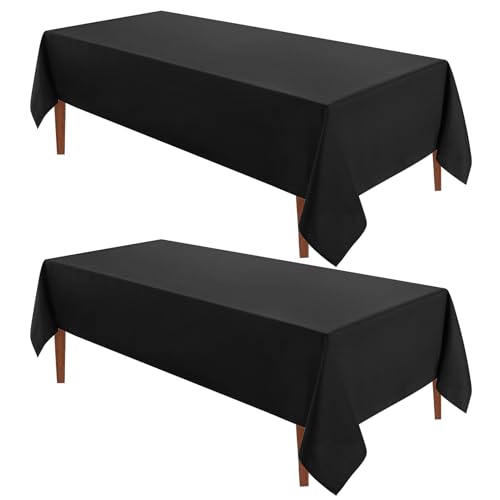 VidaFete Tablecloth 60 * 120inch 2pack Rectangle Table Cloth Polyester, Stain Wrinkle Resistant Dining Table Cover for Kitchen Dinning Party Wedding Rectangular Tabletop Buffet Decoration (Black)
