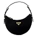 Prada Womens Arqué Re-Nylon and Brushed Leather Small Black Shoulder Bag 1BC194 (New)