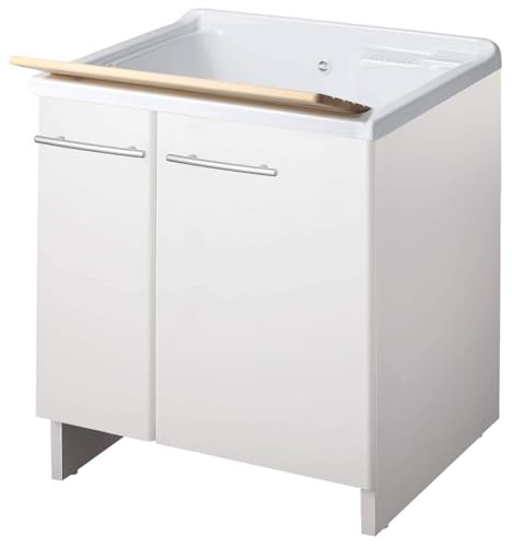 Negrari Magica 2013 Lavatoio Bianco 75x60 H85 cm Mobile Nobilitato Idrofugo Vasca Polipropilene Asse Legno Ante Cerniere Chiusura Rallentata Salvafondo Alluminio Sifone Piletta Piedini Regolabili