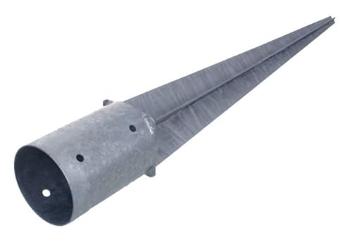 NAJDER Supporto per palo rotondo Ø100 mm, Ancoraggio a terra con manicotto, Lunghezza 750 mm, Acciaio zincato a caldo, Fissaggio per recinzione, altalena, pergola
