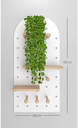 Arc-Shaped Wooden Pegboard Organizer - Solid Wood Storage Solution for Kitchen, Garage, Office, Dorm & Living Room - Versatile Perforated Wall Shelves (White, 40x80 cm) - Ideal for Home Organization
